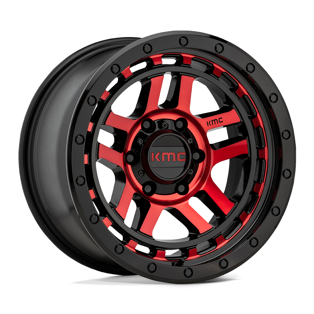 Kmc Km540 Recon 17x9 -12mm Gloss Black Machined With Red Tint – The ...